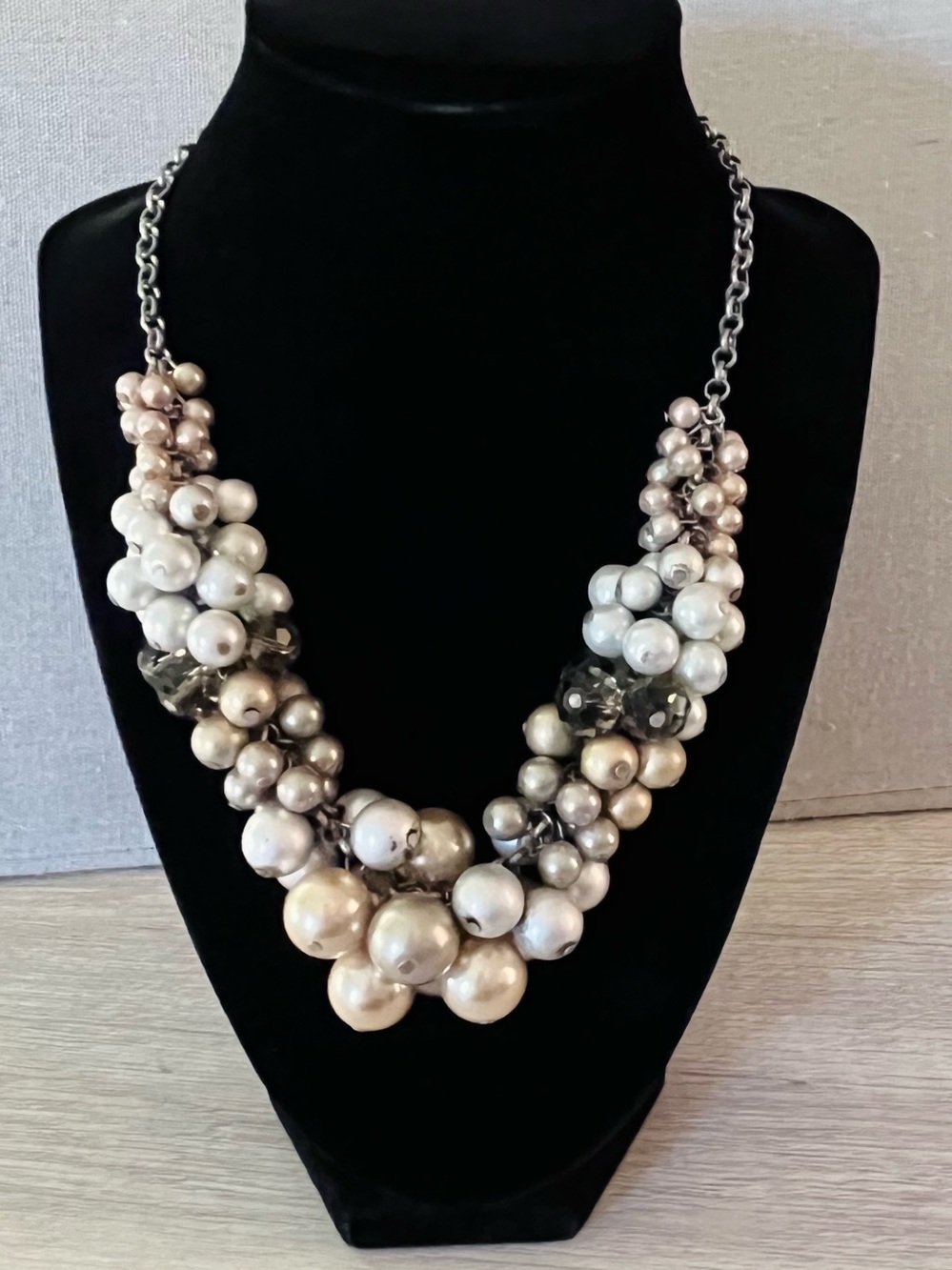 Lia Sophia Vintage Cluster Pearl Statement Necklace in Champagne and Ivory